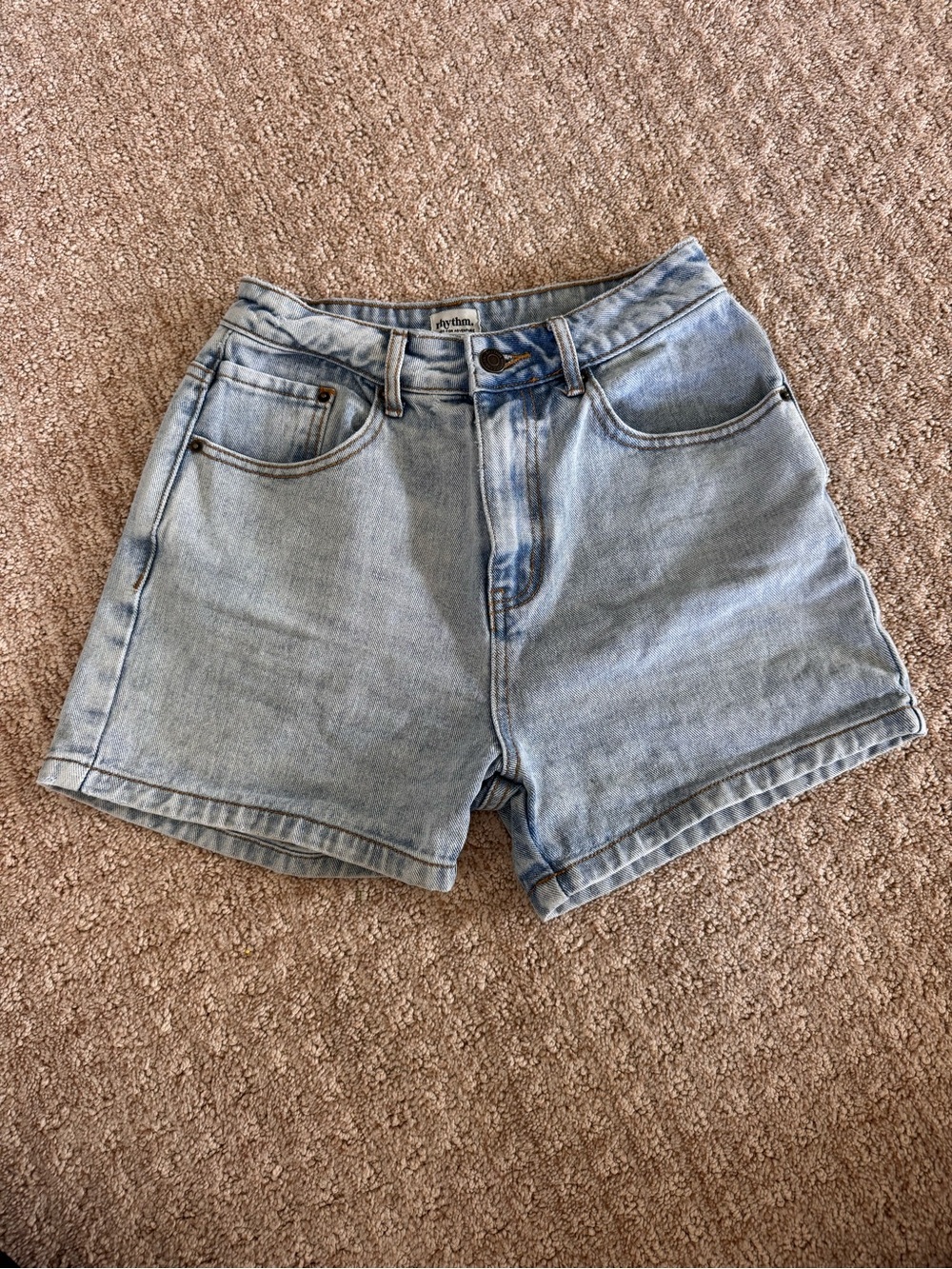 WOMENS RHYTHM HIGH RISE DENIM SHORTS SIZE US 2